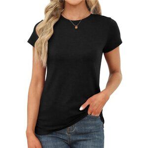 Womens Short Sleeve Tops Summer T Shirts Round Neck Causal Fashion